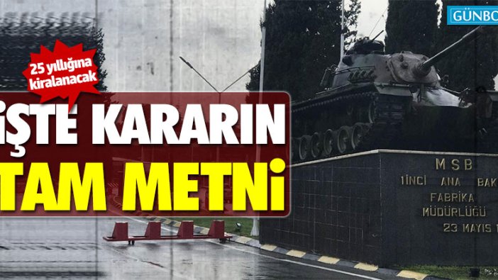 İşte Saray’ın 1105 sayılı Tank Palet Fabrikası kararı!