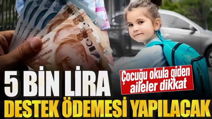 Çocuğu okula giden aileler dikkat! 5 bin lira destek ödemesi yapılacak