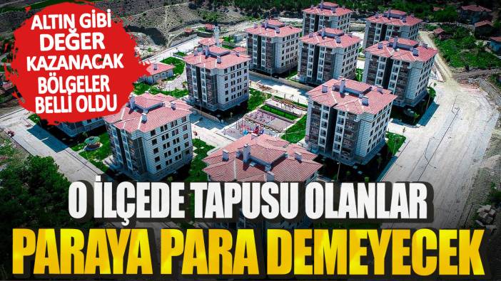 O ilçede tapusu olanlar paraya para demeyecek! Altın gibi değer kazanacak bölgeler belli oldu