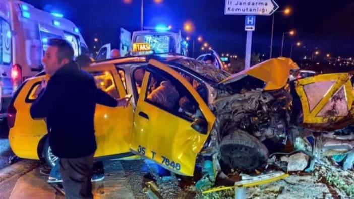 İzmir’de ticari taksi bariyerlere çarptı: 1 ölü, 5 yaralı