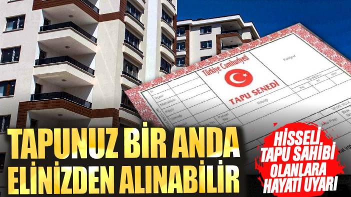 Hisseli tapu sahibi olanlara hayati uyarı! Tapunuz bir anda elinizden alınabilir