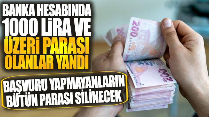 Banka hesabında 1000 lira ve üzeri parası olanlar yandı! Başvuru yapmayanların bütün parası silinecek