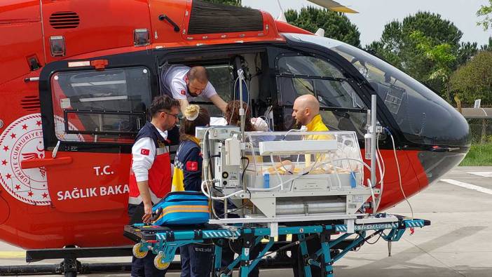 Ambulans helikopter erken doğan bebek için havalandı