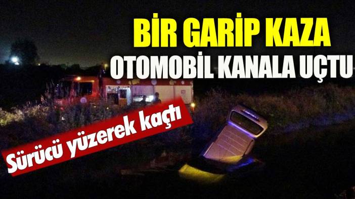 Otomobil su kanalına uçtu! Sürücü yüzerek kaçtı