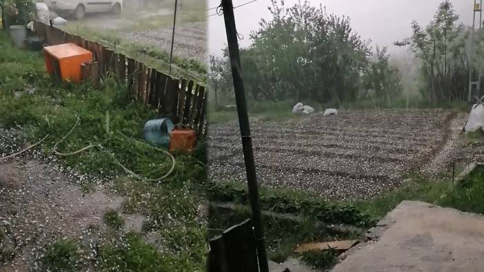 Osmancık'ta ceviz büyüklüğünde dolu yağdı