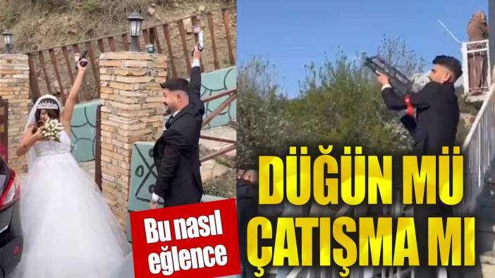 Bu nasıl eğlence! Gelin damat ateş açtı