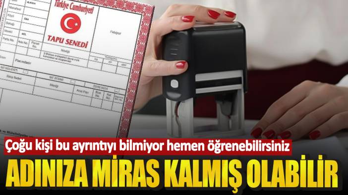 Adınıza gizli miras kalmış olabilir! Çoğu kişi bu ayrıntıyı bilmiyor hemen öğrenebilirsiniz