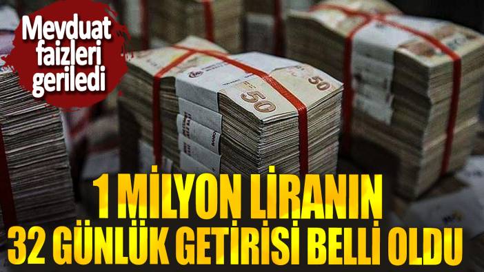 1 milyon liranın 32 günlük getirisi belli oldu! Mevduat faizleri geriledi