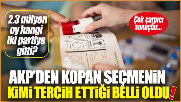 AKP’den kopan seçmenin kimi tercih ettiği belli oldu! 2 milyondan fazla oy hangi iki partiye gitti