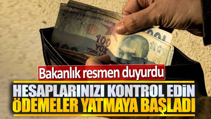 Bakanlık resmen duyurdu: Hesaplarınızı kontrol edin ödemeler yatmaya başladı