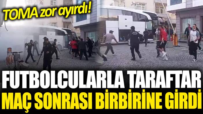 Futbolcularla taraftar maç sonrası birbirine girdi: TOMA zor ayırdı