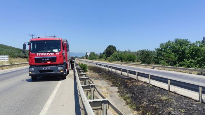 Bursa-Yalova kara yolunda refüj yangını