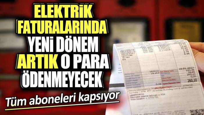 Elektrik faturalarında yeni dönem. Artık o para ödenmeyecek