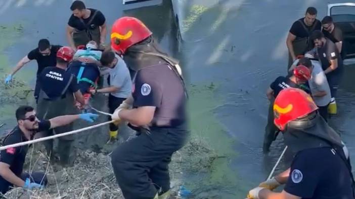 Bursa'da 6 metre yükseklikten dereye düşen cipin sürücüsü kurtarıldı