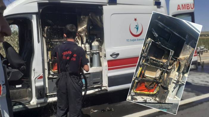 Hareket halindeki ambulansın arka kabininde çıkan yangın söndürüldü