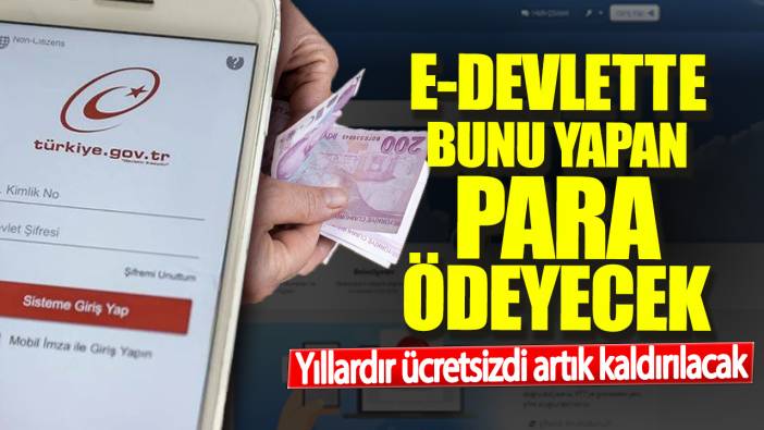 Yıllardır ücretsizdi artık kaldırılacak. e– Devlet'te bunu yapan para ödeyecek