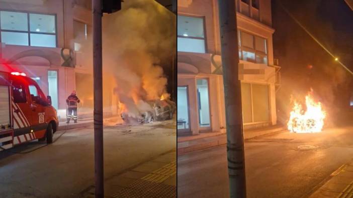 Çorum'da korkunç görüntü: Seyir halindeki araç alev alev yandı