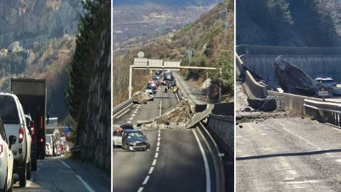 Kaya parçaları yola yuvarlandı: 1000'i aşkın kişi trafikte mahsur kaldı