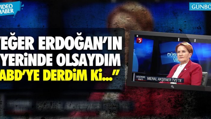 Meral Akşener: "Eğer Erdoğan'ın yerinde olsaydım ABD'ye derdim ki..."