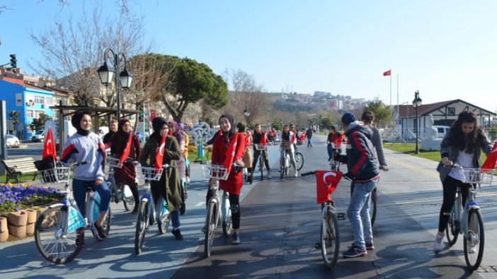 Tekirdağ'da, şehitler anısına pedal çevirdiler