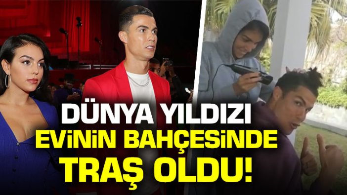 Cristiano Ronaldo evinin bahçesinde traş oldu!