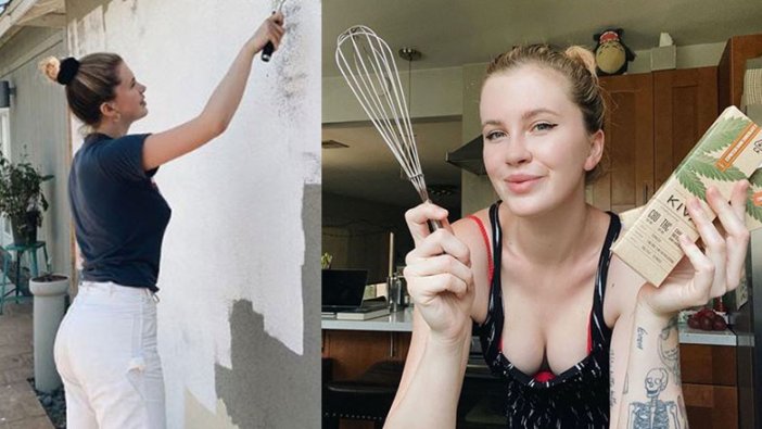 Ireland Baldwin yemek pişirip, badana yapıyor