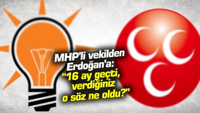 MHP'li vekilden Erdoğan'a: "16 ay geçti, verdiğiniz o söz ne oldu?"