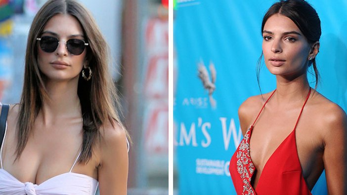 Emily Ratajkowski'nin transparan takımı olay oldu